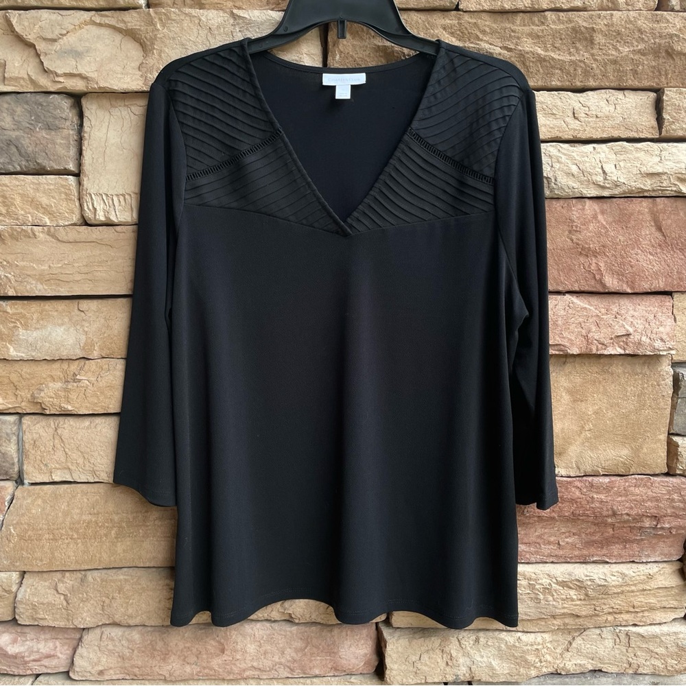 Charter Club black v-neck top Women Large Like New